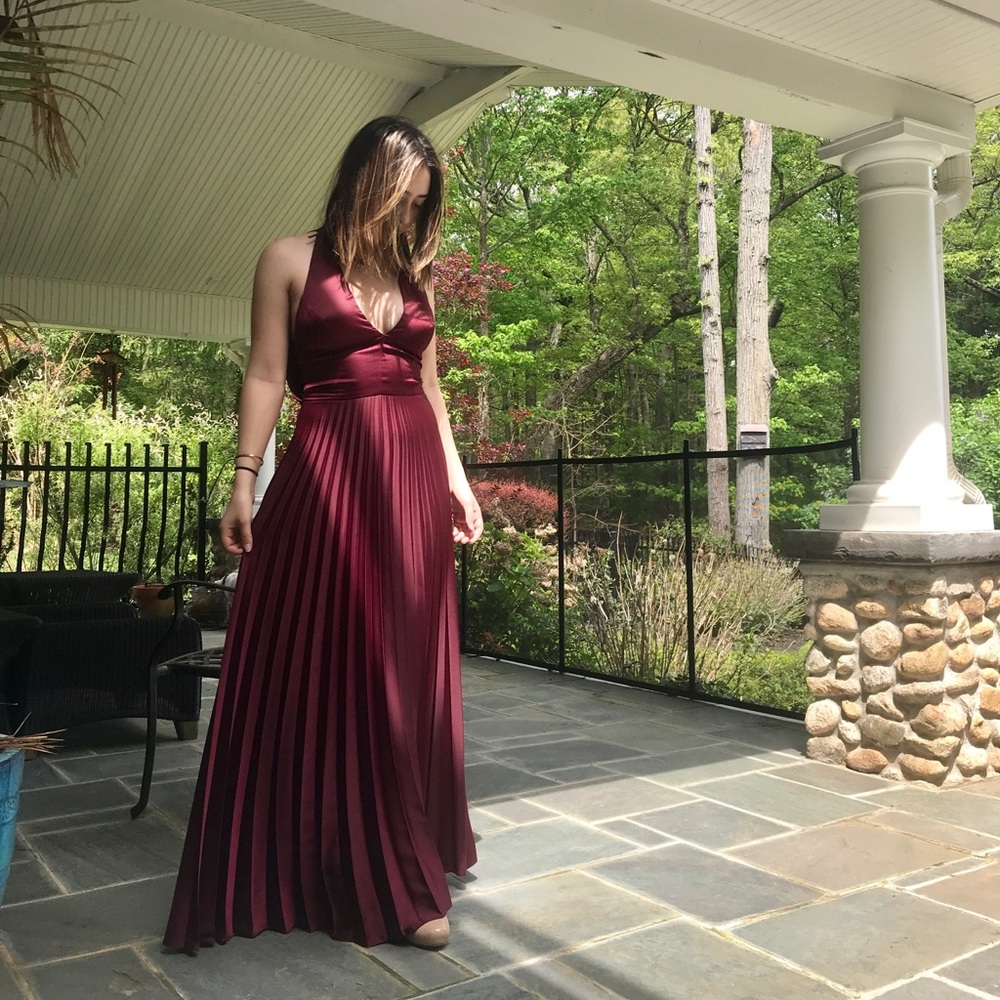Maroon full length formal gown